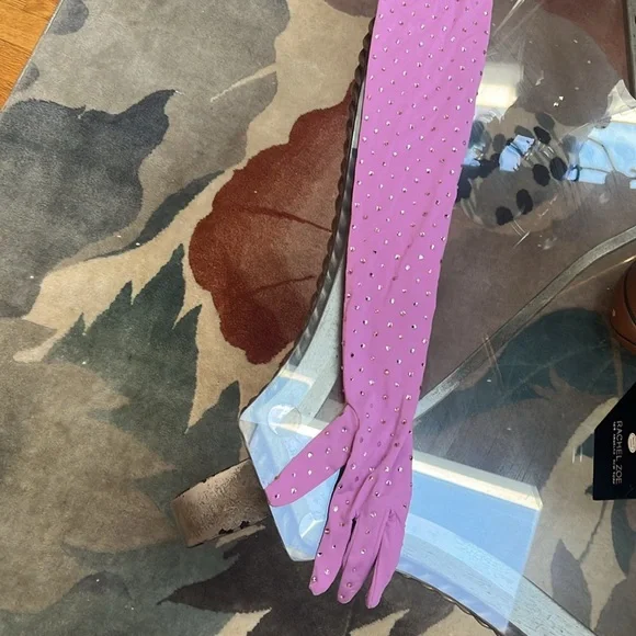 Nana Jaqueline nwt lilac gem dress with back bow and 2 gloves - Picture 8 of 12